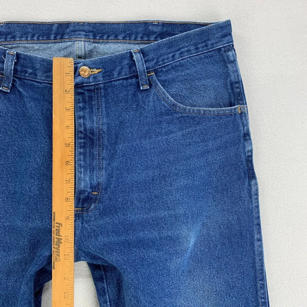 VTG Rustler Jeans Straight Mens 38x32 Blue Faded Distressed Denim‎ Retro Work
